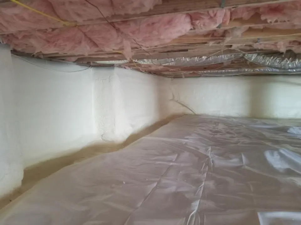 Crawl space encapsulation with closed-cell spray foam for Storm Damage Roof Repair in Paramount